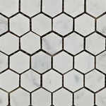 Carrara White Marble Polished 1" Mini Hexagon Mosaic Tile-Marble Mosaic-American Tile Depot