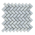 Carrara White Marble Polished 1 x 2 Herringbone Mosaic Tile-Marble Mosaic-American Tile Depot