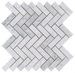 Carrara White Marble Polished 1 x 3 Herringbone Mosaic Tile-Marble Mosaic-American Tile Depot