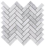 Carrara White Marble Polished 1 x 3 Herringbone Mosaic Tile-Marble Mosaic-American Tile Depot