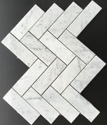 Carrara White Marble Polished 2 x 6 Herringbone Mosaic Tile-Marble Mosaic-American Tile Depot