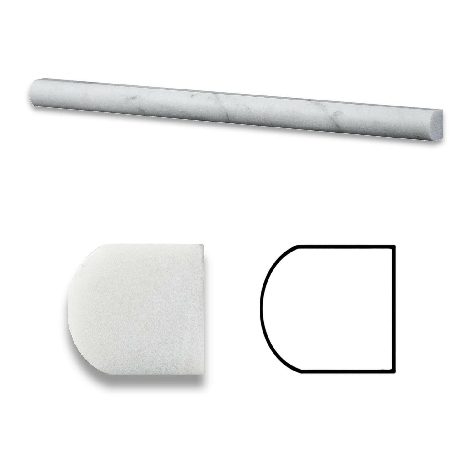 Carrara White Marble Polished 3/4 X 12 Bullnose Liner-Marble Molding/Trim-American Tile Depot