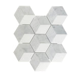 Carrara White Marble Polished 3D-Grooved Mosaic Tile-Marble Mosaic-American Tile Depot