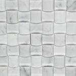 Carrara White Marble Polished 3D Small Bread Mosaic Tile-Marble Mosaic-American Tile Depot