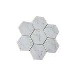 Carrara White Marble Polished 5" Large Hexagon Mosaic Tile-Marble Mosaic-American Tile Depot