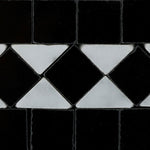 Carrara White Marble Polished BIAS Border Listello w/ Black Dots-Marble Border-American Tile Depot