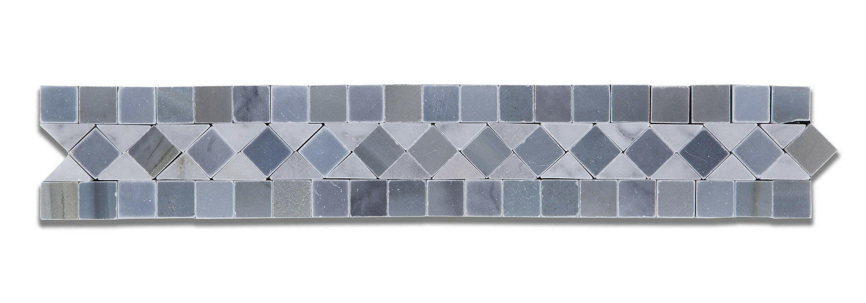 Carrara White Marble Polished BIAS Border Listello w/ Blue-Gray Dots-Marble Border-American Tile Depot