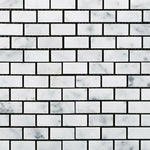 Carrara White Marble Polished Baby Brick Mosaic Tile-Marble Mosaic-American Tile Depot