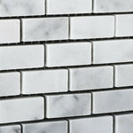 Carrara White Marble Polished Baby Brick Mosaic Tile-Marble Mosaic-American Tile Depot