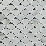 Carrara White Marble Polished Fan Mosaic Tile-Marble Mosaic-American Tile Depot