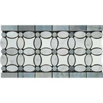 Carrara White Marble Polished Florida Flower Border w/Blue-Gray Dots-Marble Border-American Tile Depot