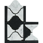 Carrara White Marble Polished Lantern Border Corner w / Black Dots-Marble Border-American Tile Depot