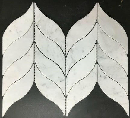 Carrara White Marble Polished Leaf Pattern Mosaic Tile-Marble Mosaic-American Tile Depot