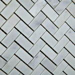 Carrara White Marble Polished Mini Herringbone Mosaic Tile-Marble Mosaic-American Tile Depot