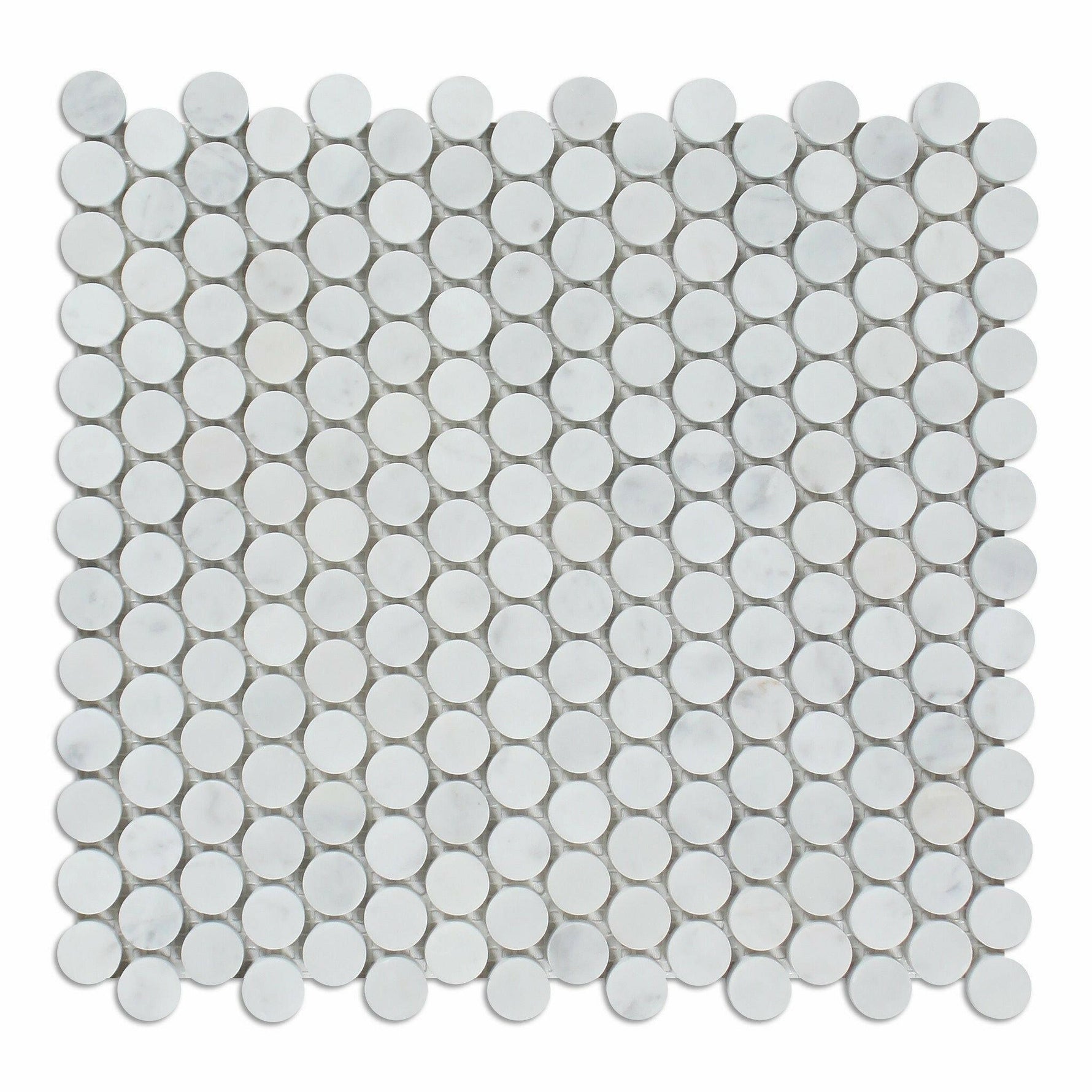 Carrara White Marble Polished Penny Round Mosaic Tile-Marble Mosaic-American Tile Depot