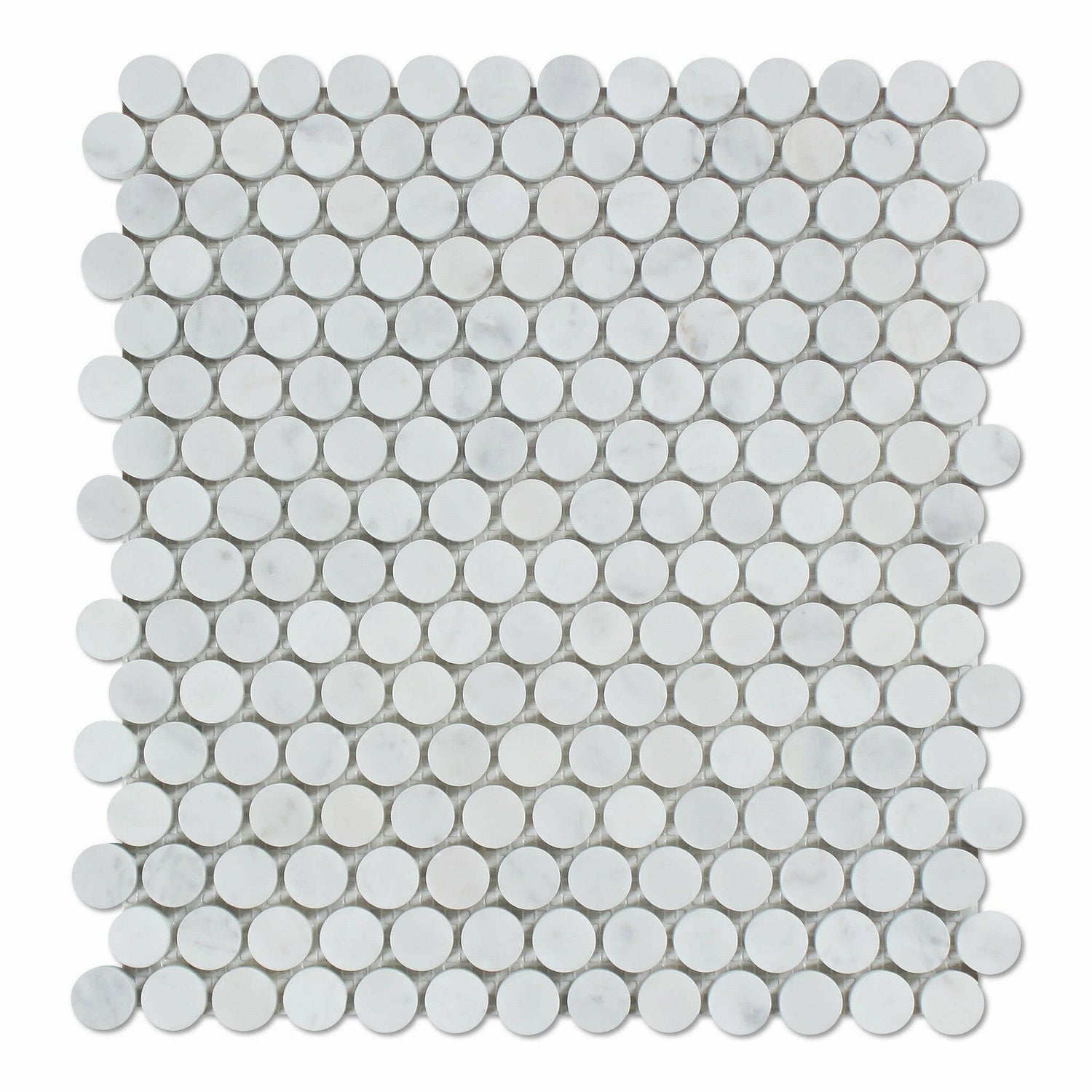 Carrara White Marble Polished Penny Round Mosaic Tile-Marble Mosaic-American Tile Depot