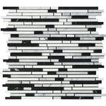 Carrara White Marble Polished Tricolor Bamboo Sticks Mosaic (Carrara + Thassos + Black )-Marble Mosaic-American Tile Depot