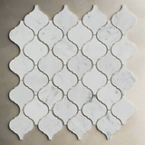 Carrara White Marble Honed Lantern Arabesque Mosaic Tile