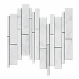 Carrara White Marble Honed Random Strip Mosaic Tile