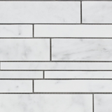 Carrara White Marble Honed Random Strip Mosaic Tile