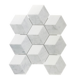 Carrara White Marble Polished 3D-Grooved Mosaic Tile