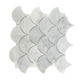 Carrara White Marble Polished 3" Fan Mosaic Tile