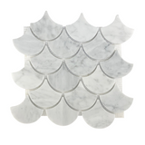 Carrara White Marble Polished 3" Fan Mosaic Tile