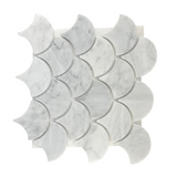 Carrara White Marble Polished 3" Fan Mosaic Tile