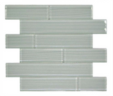 Oceanhouse Silver Grey Multi Size Glossy Subway Glass Mosaic Wall Tile