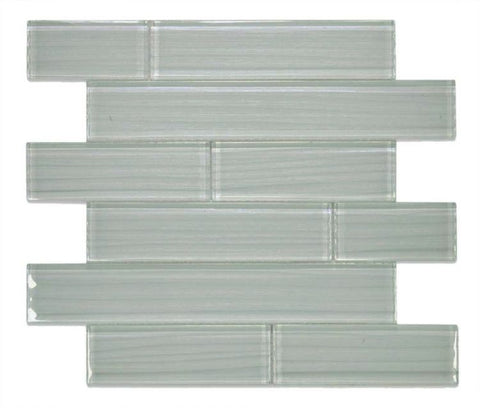 Oceanhouse Silver Grey Multi Size Glossy Subway Glass Mosaic Wall Tile