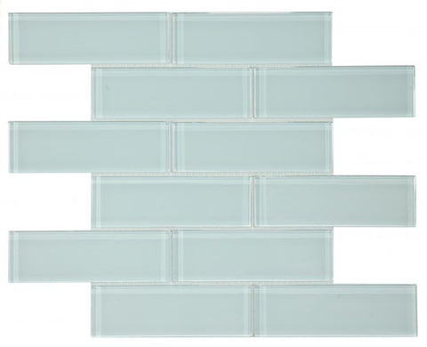 2 x 6 Oceanhouse Turquoise Glossy Subway Glass Mosaic Tile