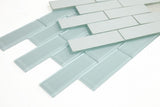 2 x 6 Oceanhouse Turquoise Glossy Subway Glass Mosaic Tile