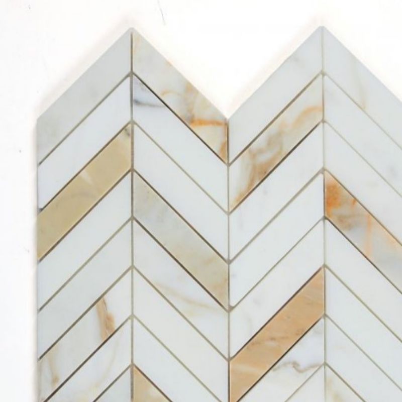 Chevron Calacatta Gold Honed Marble Mosaic Tile-Marble Mosaic-American Tile Depot