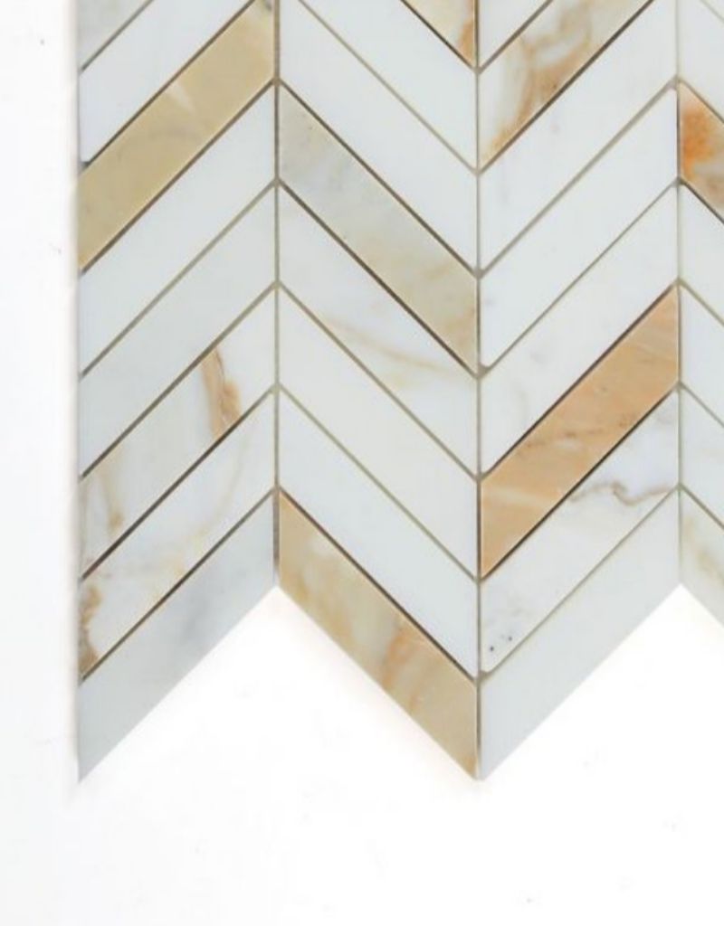 Chevron Calacatta Gold Honed Marble Mosaic Tile-Marble Mosaic-American Tile Depot