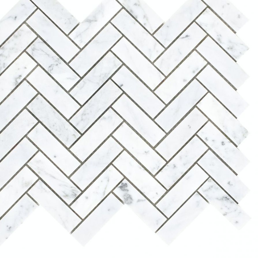 Chevron Long Carrara Polished Marble Mosaic Tile-Marble Mosaic-American Tile Depot