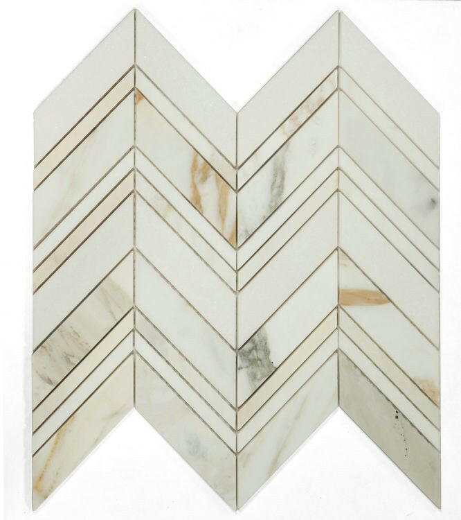 Chevron Ravenna Calacatta Polished Marble Mosaic Tile-Marble Mosaic-American Tile Depot