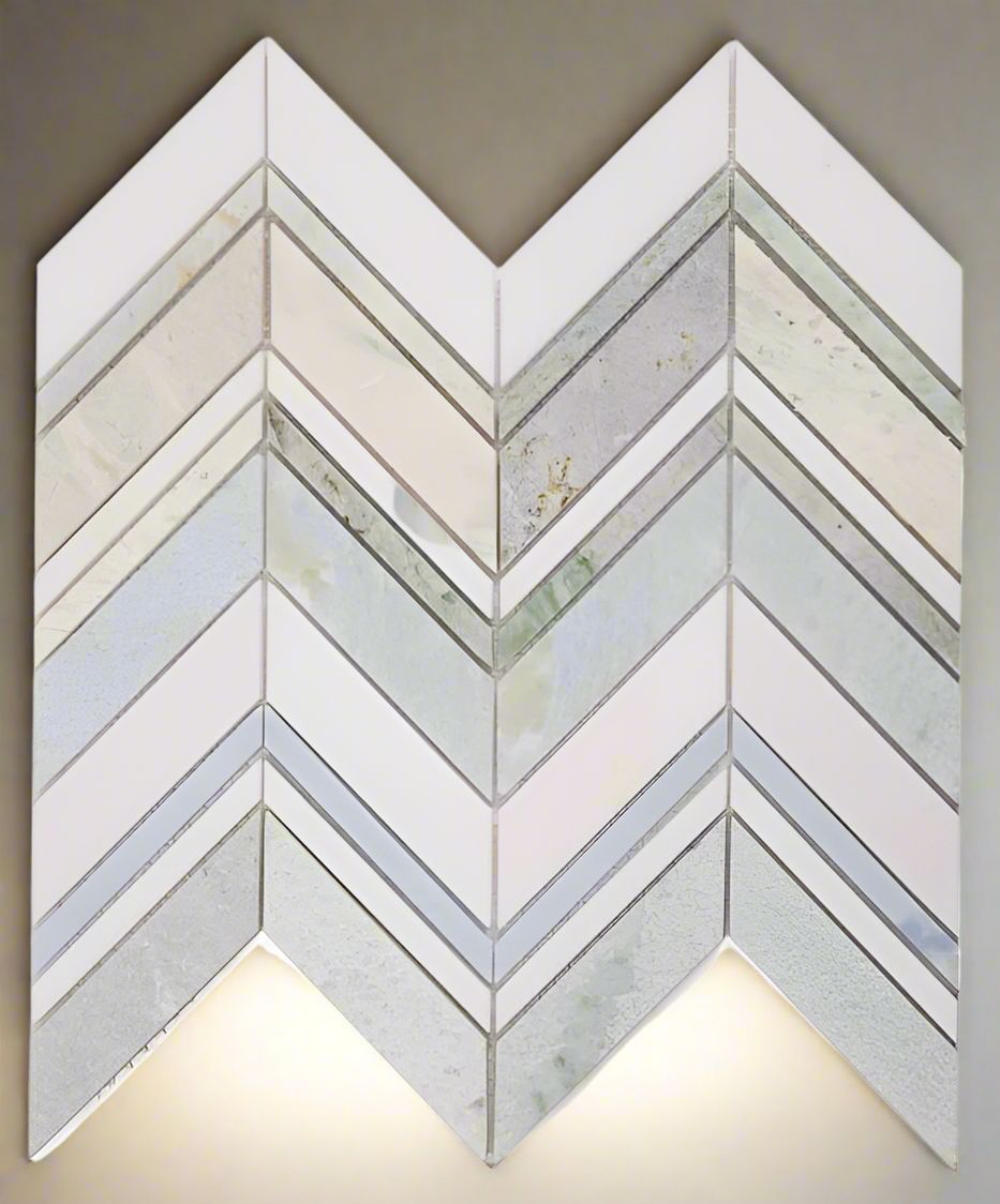 Chevron Spring Polished Marble Mosaic Tile-Marble Mosaic-American Tile Depot