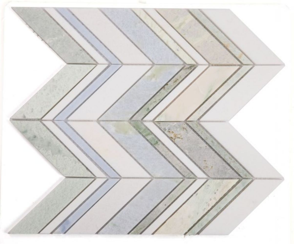 Chevron Spring Polished Marble Mosaic Tile-Marble Mosaic-American Tile Depot