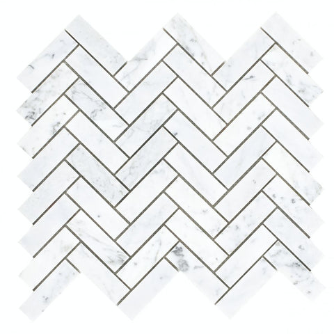 Chevron Long Carrara Polished Marble Mosaic Tile-Marble Mosaic-American Tile Depot