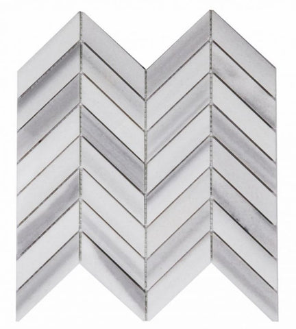 Chevron Marmala White Polished Marble Mosaic Tile-Marble Mosaic-American Tile Depot