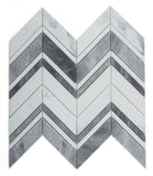 Chevron Ravenna Grey Polished Marble Mosaic Tile-Marble Mosaic-American Tile Depot