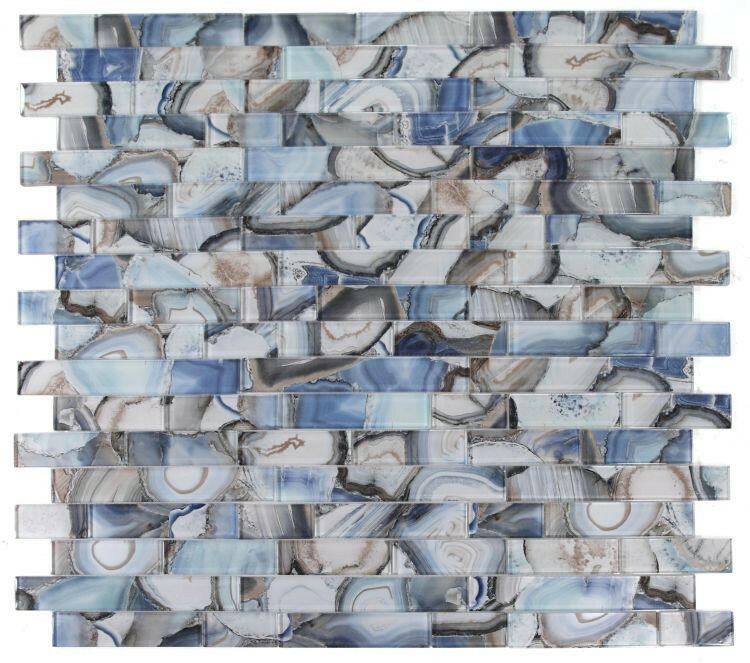 Clam Casale Blue Glossy Subway Glass Mosaic Wall Tile-Glass Mosaic-American Tile Depot