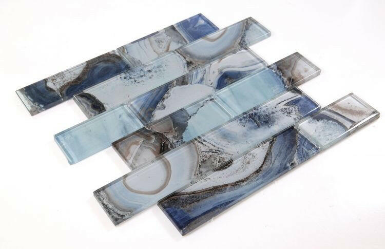 Clam Casale Blue Glossy Subway Glass Mosaic Wall Tile-Glass Mosaic-American Tile Depot