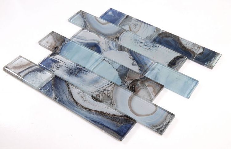 Clam Casale Blue Glossy Subway Glass Mosaic Wall Tile-Glass Mosaic-American Tile Depot