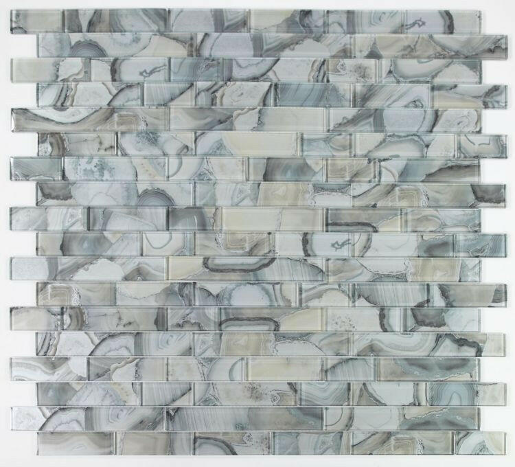 Clam Casale Grey Glossy Subway Glass Mosaic Wall Tile-Glass Mosaic-American Tile Depot