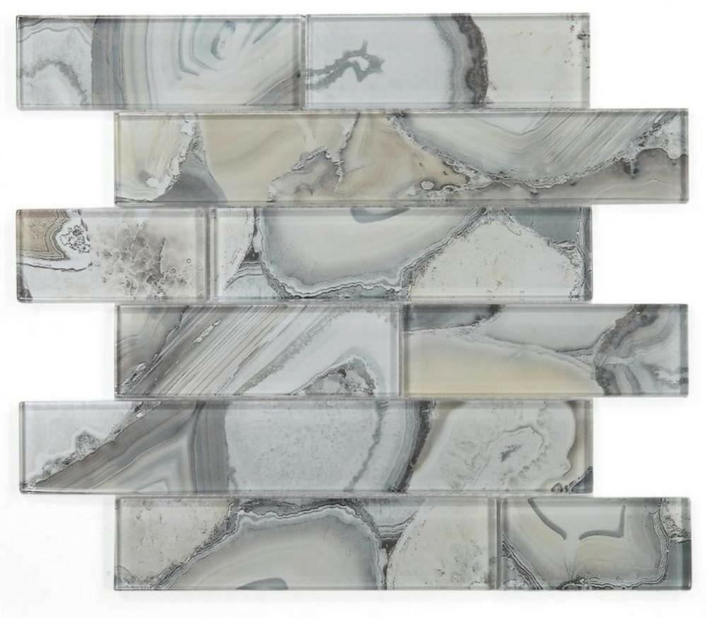 Clam Casale Grey Glossy Subway Glass Mosaic Wall Tile-Glass Mosaic-American Tile Depot