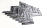 Clam Chevron Silver Glossy Herringbone Glass Mosaic Wall Tile-Marble Mosaic-American Tile Depot