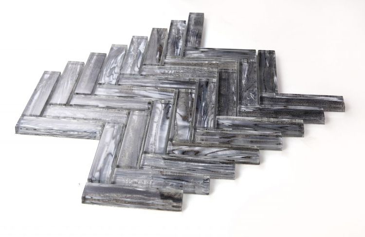 Clam Chevron Silver Glossy Herringbone Glass Mosaic Wall Tile-Marble Mosaic-American Tile Depot