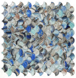 Clam Pisces Blue Glossy Scale Glass Mosaic Wall Tile-Glass Mosaic-American Tile Depot