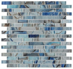 Clam Urban Blue Glossy Linear Glass Mosaic Wall Tile-Glass Mosaic-American Tile Depot